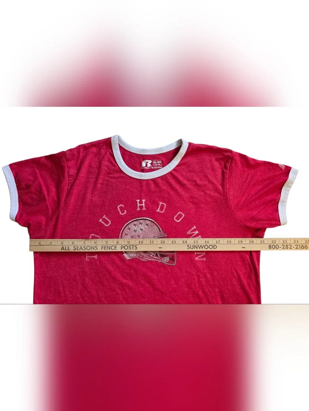 Ohio State Buckeyes XL  Red Russell Athletics Touchdown Retro Style Ringer Tee